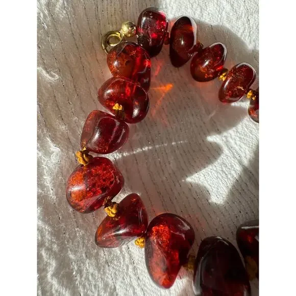 Natural Amber Bracelet – Hand-Knotted Cognac Nuggets, Baltic Style